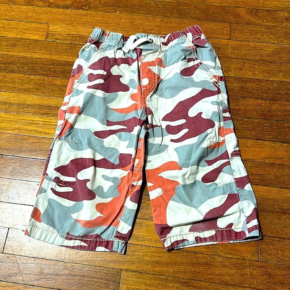 Mini Boden Boys Red/Orange/Gray Camo Bermuda Shorts, Sz 10 Yrs